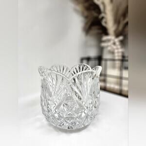 Mid-20th Century Bohemian Cut Crystal Votive Candle Holder or Catchall, Czech